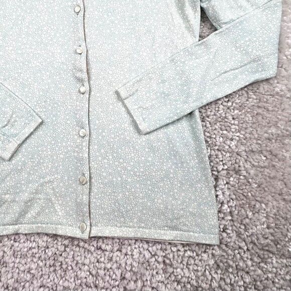 J McLaughlin Cardigan Sweater Blue White Pebble Print - Picture 6 of 6